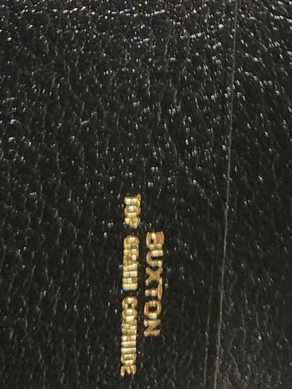 BUXTON Top Grain Cow Hide Black Wallet Clutch with Gold Accent, Kiss Lock.